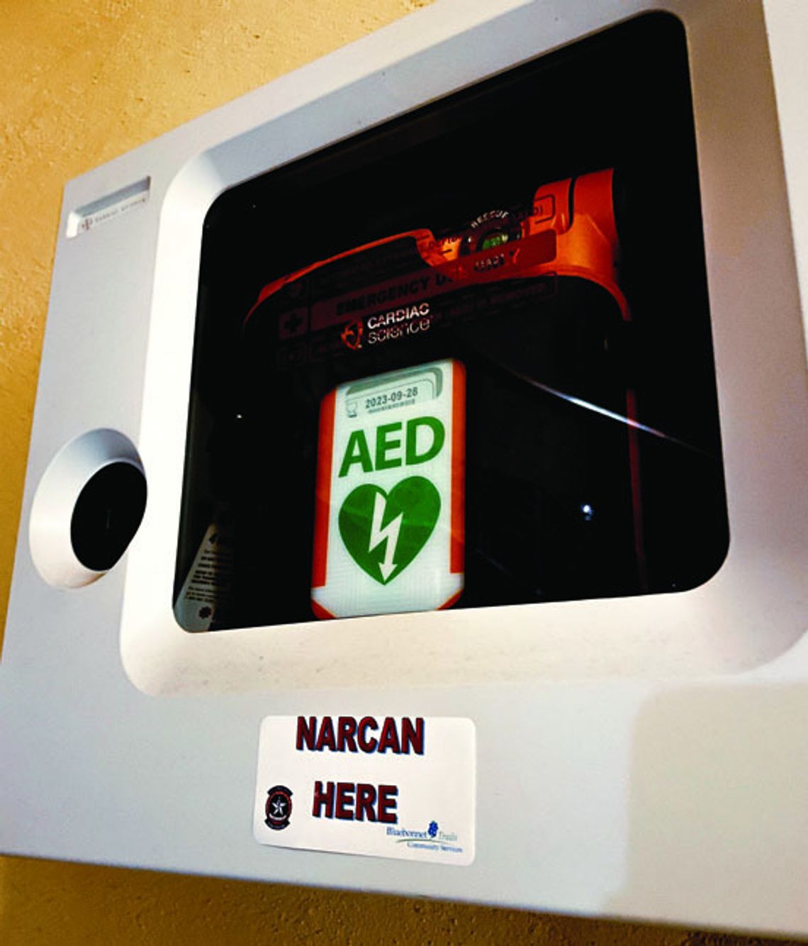 Narcan is co-located with automated external defibrillators in the historic courthouse in Georgetown, along with all county buildings. Courtesy photo