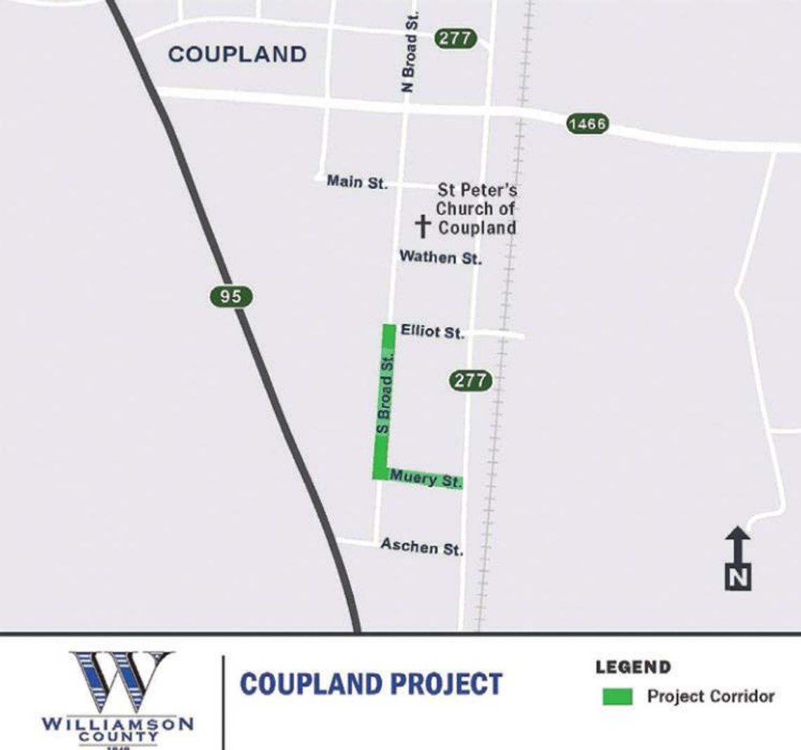 Here is Williamson County’s Coupland road project scheduled for this year. Courtesy graphic / Williamson County