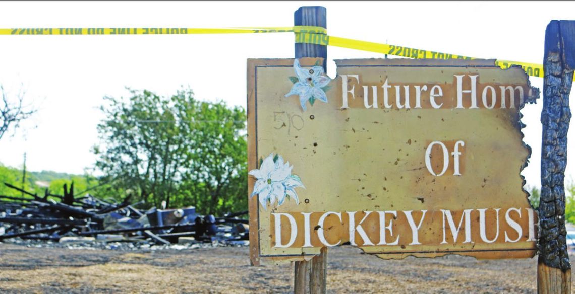 The future home of the Dickey Museum burned to the ground Sunday morning. The fire is still under investigation. Photo by Jason Hennington