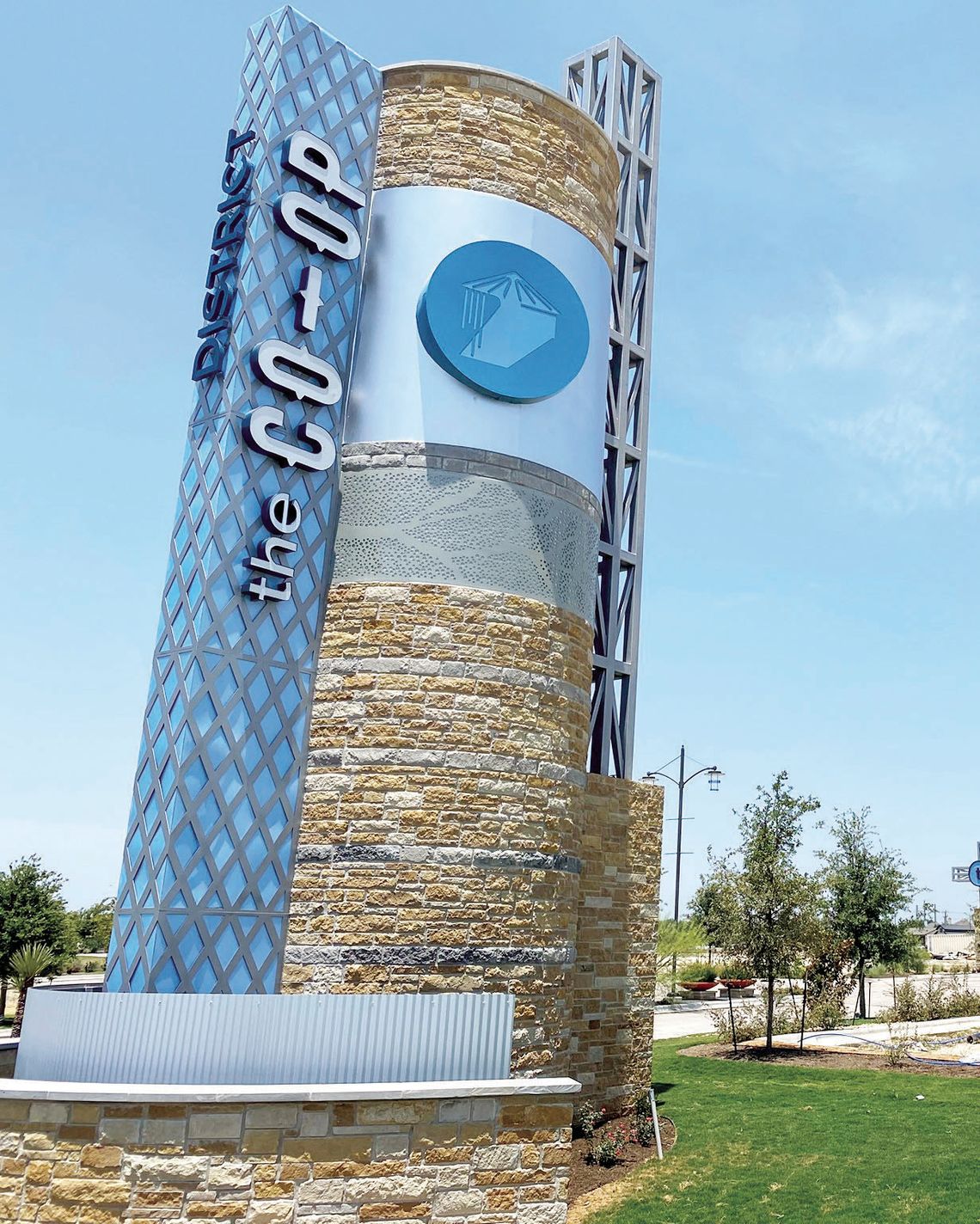 A monument sign marks the 35-acre development which is designed to be a walkable mixed-use destination. Photo source City of Hutto