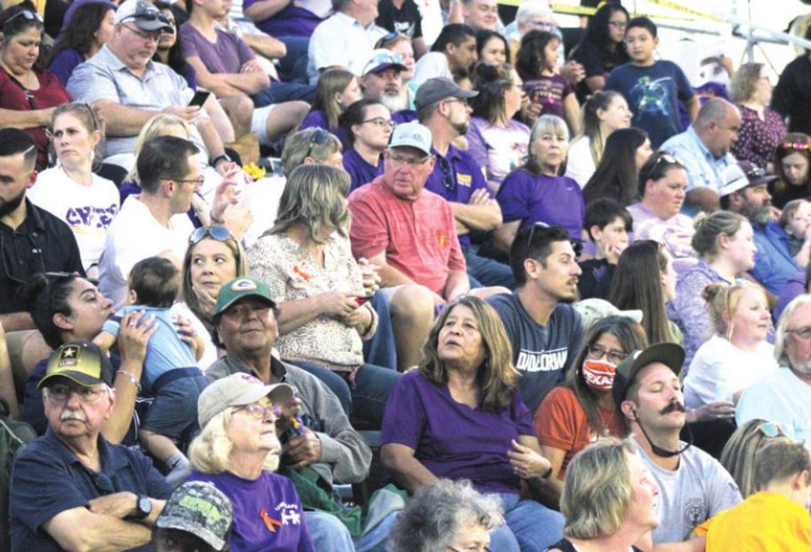 Granger ISD fans pack the football stadium during the homecoming game last fall. Fans could be in new stadium someday if a bond passes in May. Photo by Matt Hooks