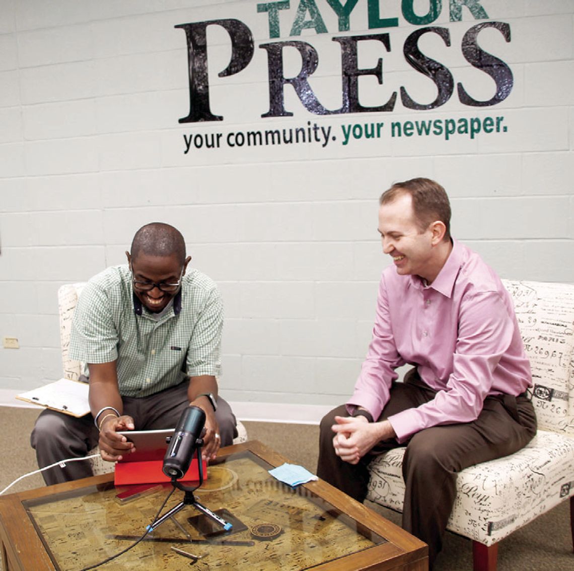 Taylor Press Area Editor Jason Hennington visits with Deputy City Manager Jeff Jenkins Monday, Jan 9 for the latest interview of Taylor Talk. This was Jenkins’ second visit to the show. Photo by Nicole Lessin