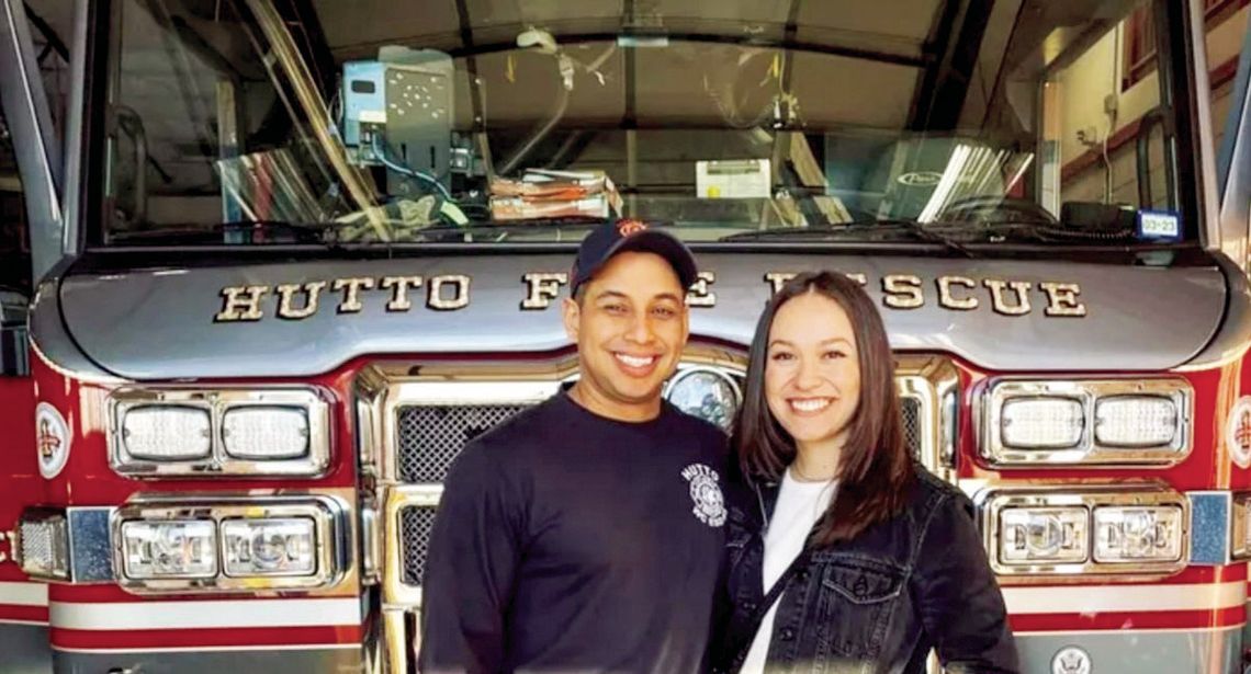 Firefighter Ruben Telles and girlfriend Nicole Rocha are restarting from scratch after a wildfire destroyed their apartment. Photo courtesy of Hutto Fire Rescue