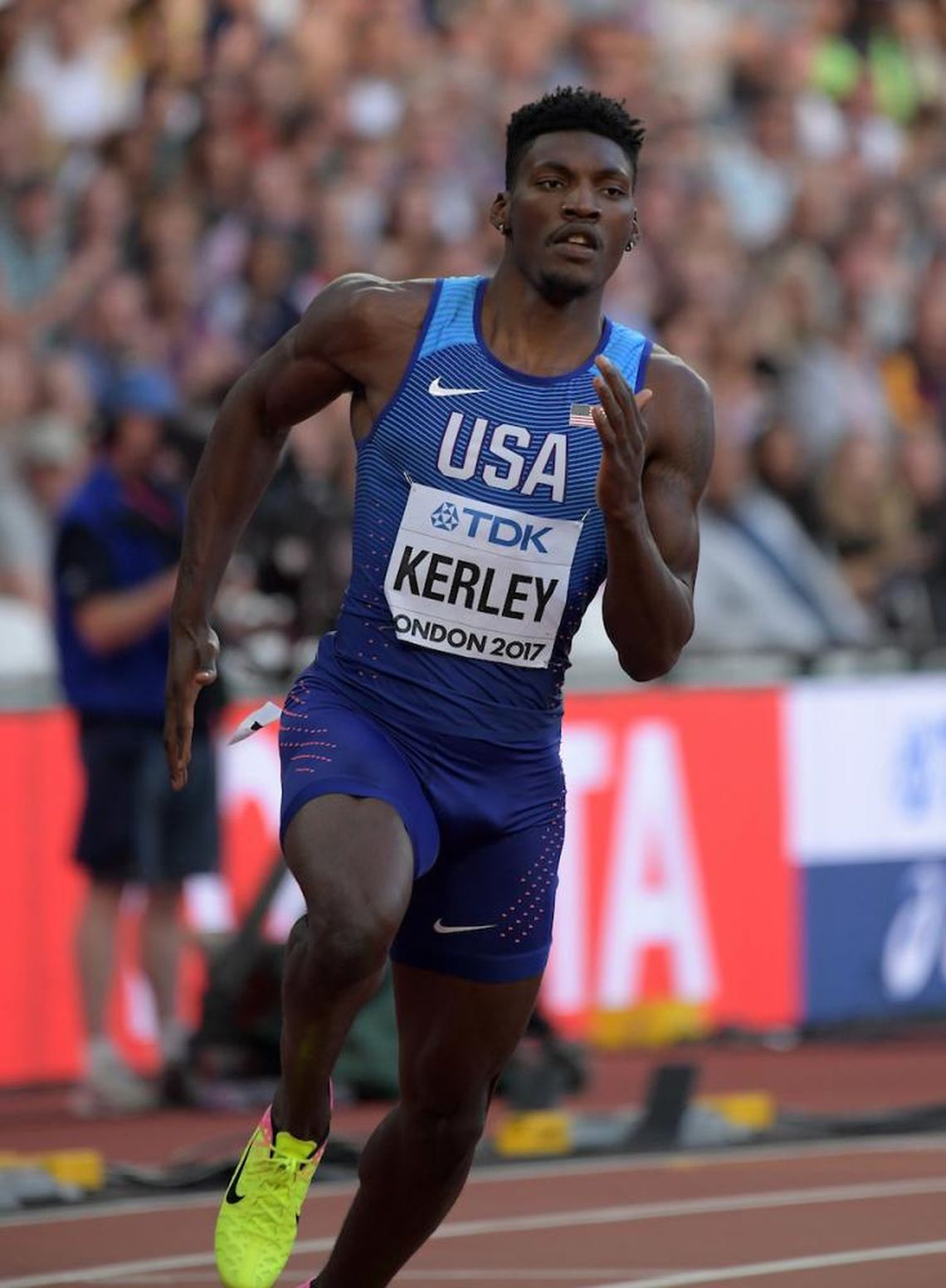 FRED KERLEY CUTLINE: Fred Kerley competes in the 400-meter dash during the 2017 World Athletics Championships held in London, England. File photo 