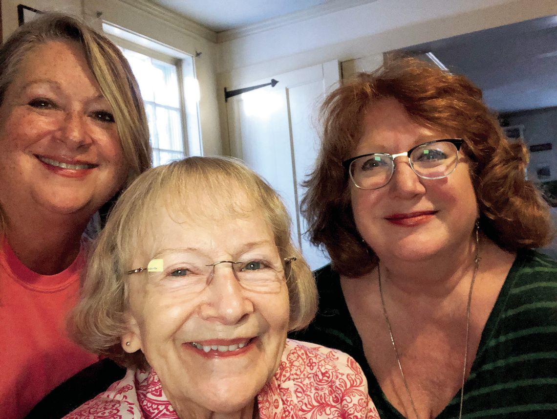 Author Ruth Doan MacDougall (center), Taylor High School librarian Lynn Butler (left) and editor Jennifer Davis-Kay chat during a 2021 visit at the author’s home. Courtesy photos