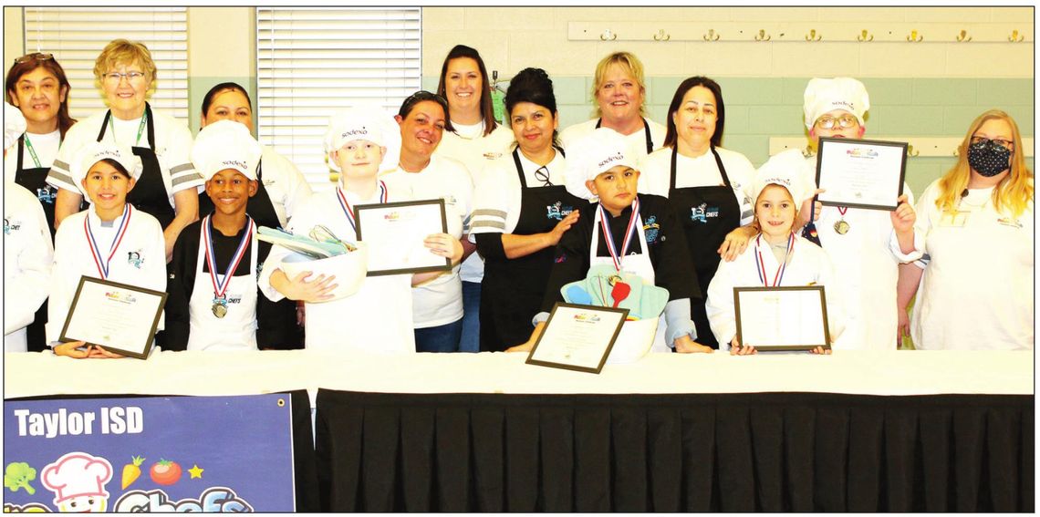 Seven finalists from Main Street Intermediate School were selected to participate in the Future Chefs annual event sponsored by Sodexo/Taylor ISD Child Nutrition. Finalists and their mentors are shown above. Photos by Tim Crow