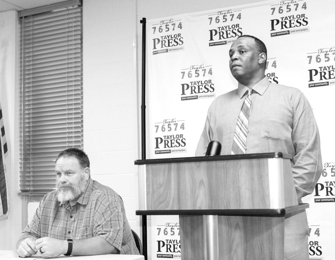 Incumbent Gerald Anderson answers a question after his opponent Stan Werner finishes speaking at the candidate forum April 12. Photo by Fernando Castro