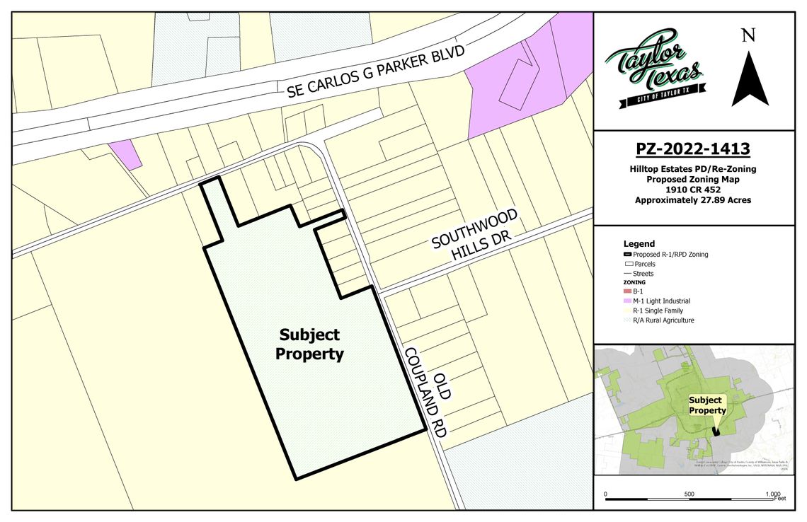 Hilltop Estates is a planned residential neighborhood slated to go up in the subject property in the map above. Courtesy graphic / City of Taylor