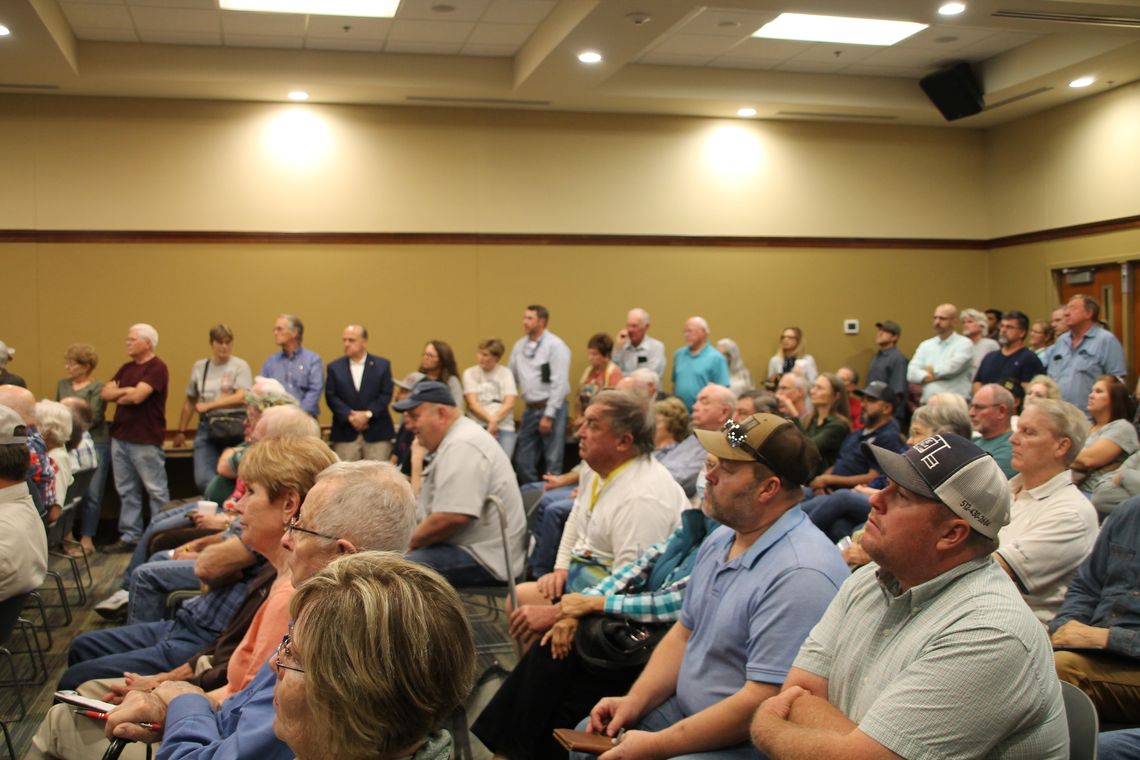 Landowners in the city’s extraterritorial jurisdiction attend an information meeting last fall about the Envision Taylor Comprehensive Plan, which they say unfairly limits their property’s values. Photo by Nicole Lessin   