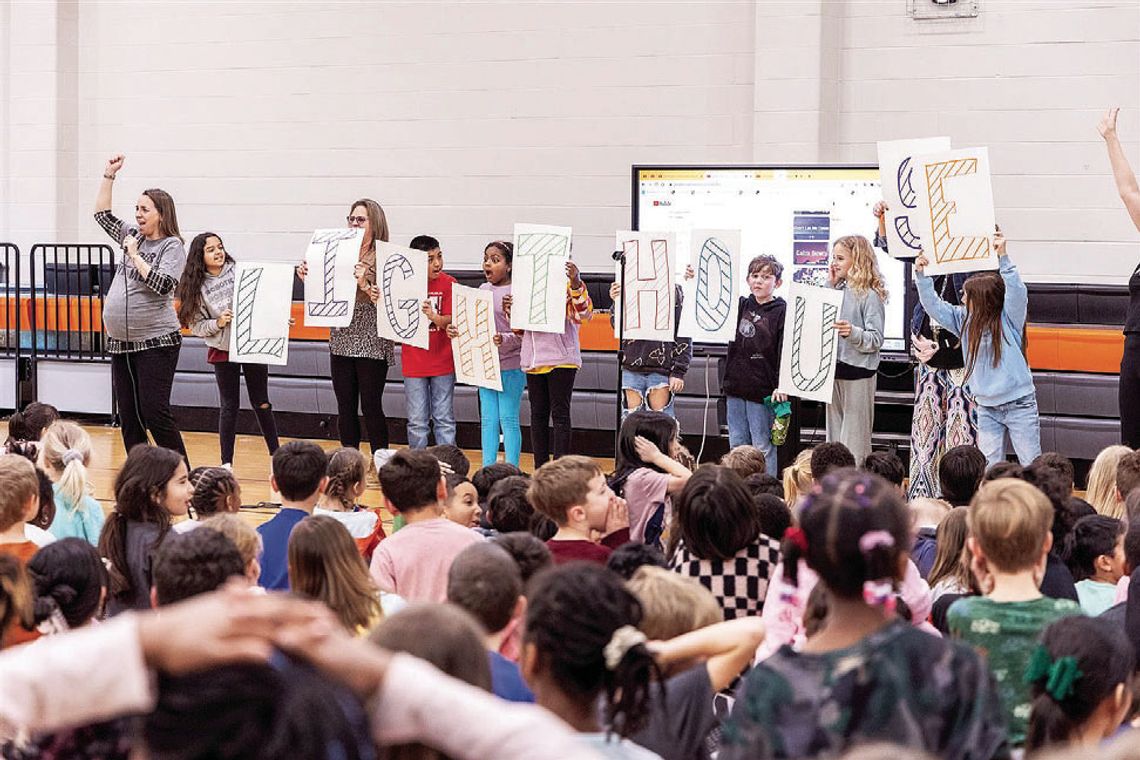 Students celebrate the announcement of Howard Norman Elementary School’s Lighthouse certification. Courtesy photo