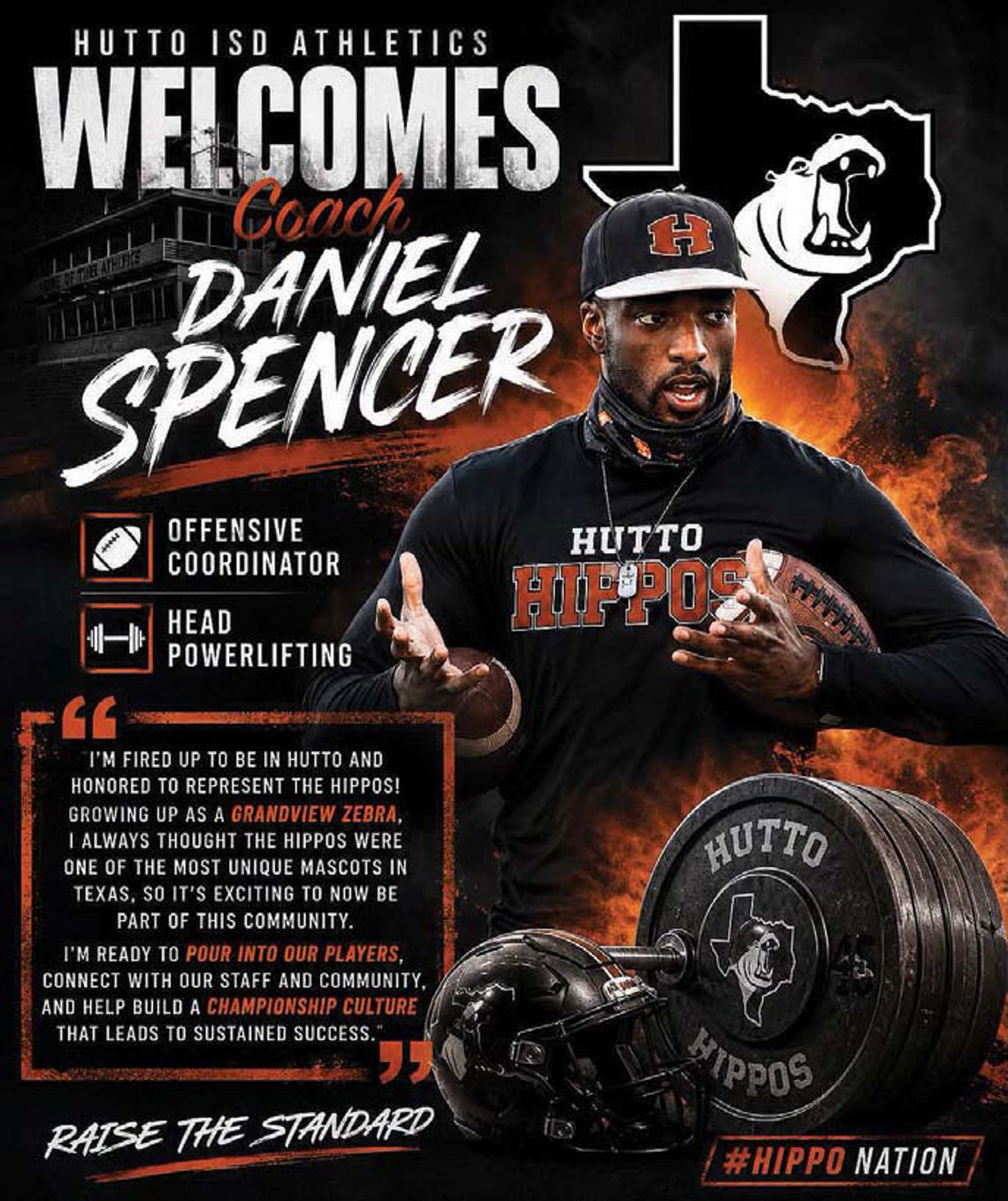 Hutto hires Spencer as offensive coordinator, head powerlifting coach