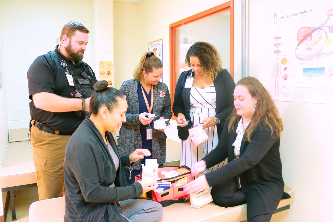 Safety officers, nurses and mental health professionals (from left) Zach Willard, Lead Campus Safety Officer. Stephanie Elquist, LVN, Hutto High School nurse. Kendra Estes, HISD Director of Health Services. Sahira James, RN, Hutto High School nurse. Julie Steed, LPC, LCDC, Licensed Mental...