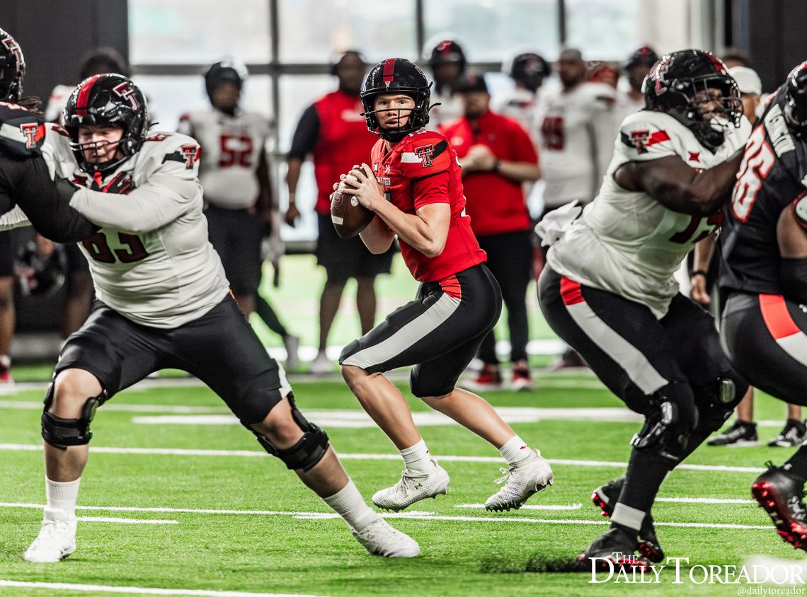 Texas Tech quarterback Will Hammond looks downfield during the program's spring game Saturday, April 20.
