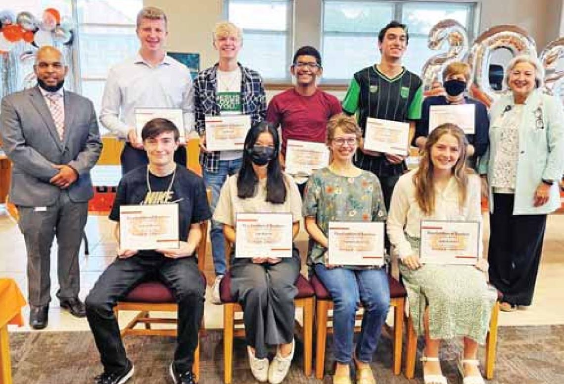 Hutto High School’s top 10 seniors of the 2022 class are pictured on the morning of being treated to breakfast by the school district May 23. Pictured with Principal Jonathan Smith and Superintendent Celina Estrada Thomas are Damien Wilson, Renin Kottaviruthil, Hannah Laurence, Eva Nguyen,...