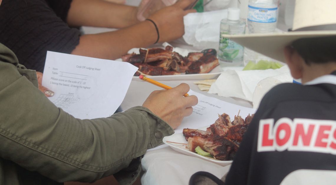 Judges work while enjoying their food at the Taylor International Barbecue Cookoff in Taylor May 22, 2021. Photos by Fernando Castro