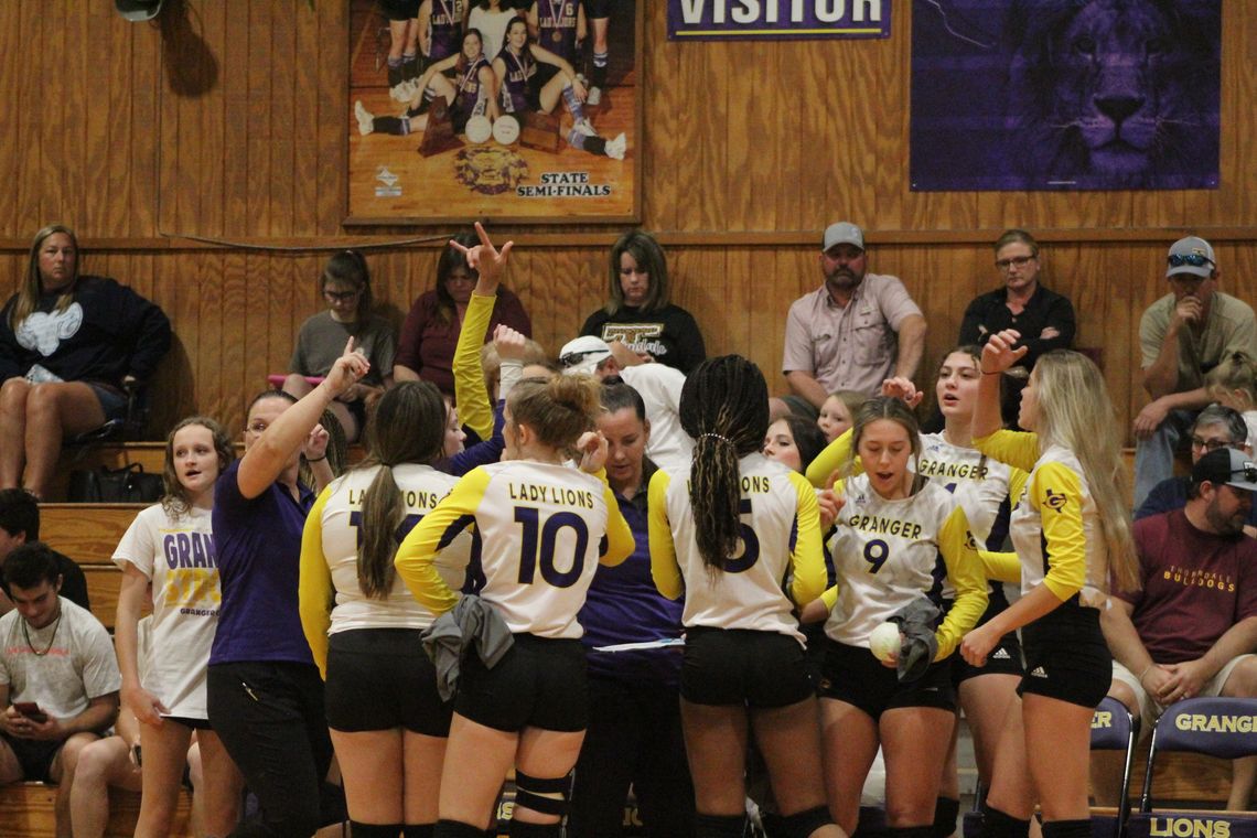 Granger Lady Lions break down their huddle before game against Holland. Photos by Evan Hale