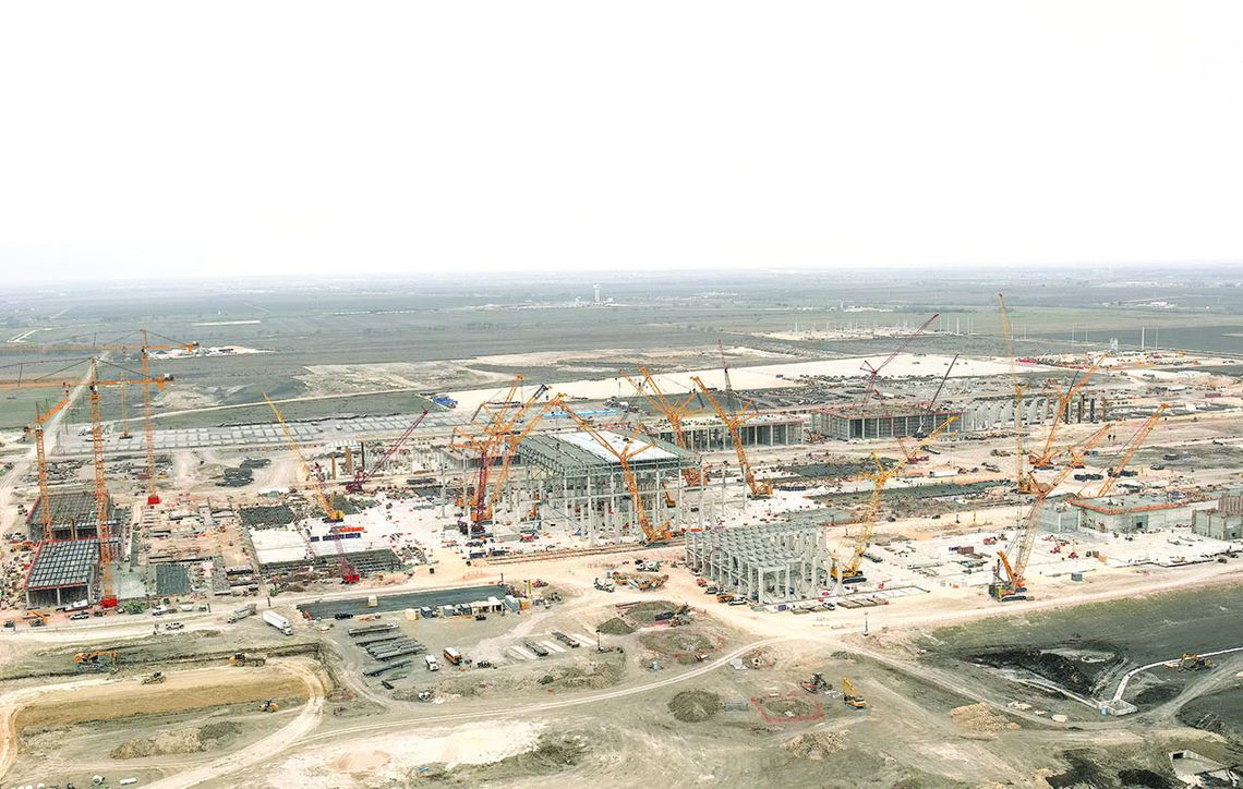 Samsung’s $17 billion fabrication foundry is a permanent part of the Blackland Prairie landscape, and landowners in parts of Taylor’s ETJ are finding it difficult to sell their land. Photo by Jake Ferrigan, Aerotract Geospatial