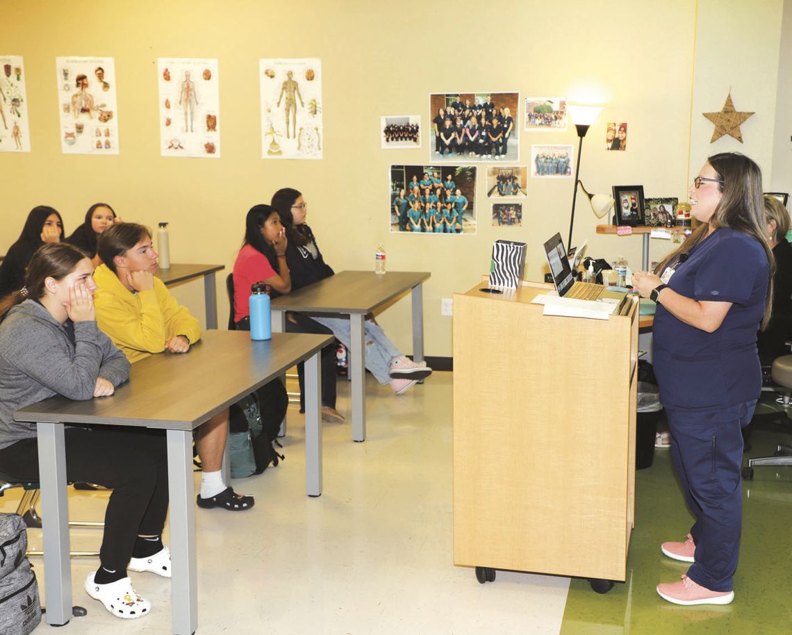 Students in Taylor High School’s Principles (Intro) of Health Science classes recently learned about medical careers from Alysse Rafay, labor and delivery nurse from Baylor Scott and White. Instructor Sarah Martin is currently introducing various healthcare professions to her students. Pho...