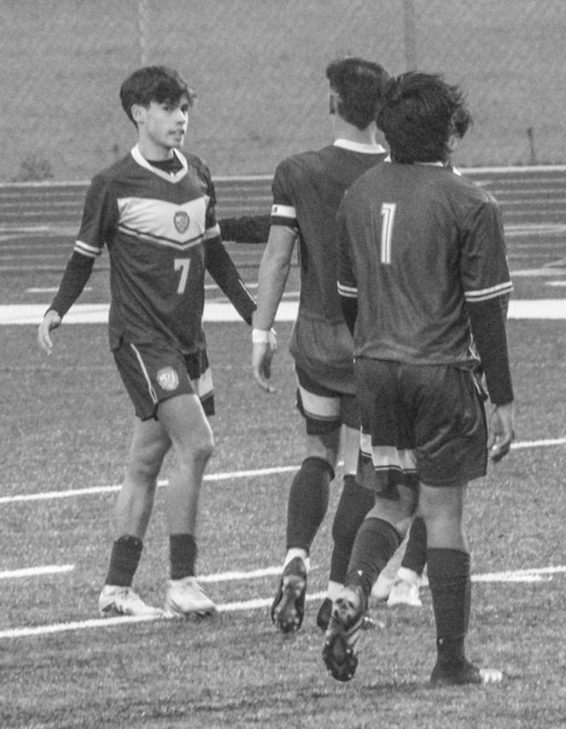 Taylor Ducks senior and captain Ty Silverthorne celebrating with his teammates after scoring a goal. Photo By Evan Hale