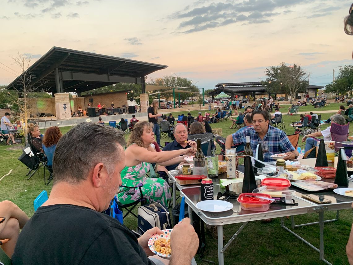 About 300 people turned up Sept. 15 to hear Money Chicha perform to kick off the fall season of Music on Main at Heritage Square Park. Next up will be the Taylor Czech Chorus and the Czech Melody Masters at 6:30 p.m. Thursday, Oct. 20. Photo by Richard Stone