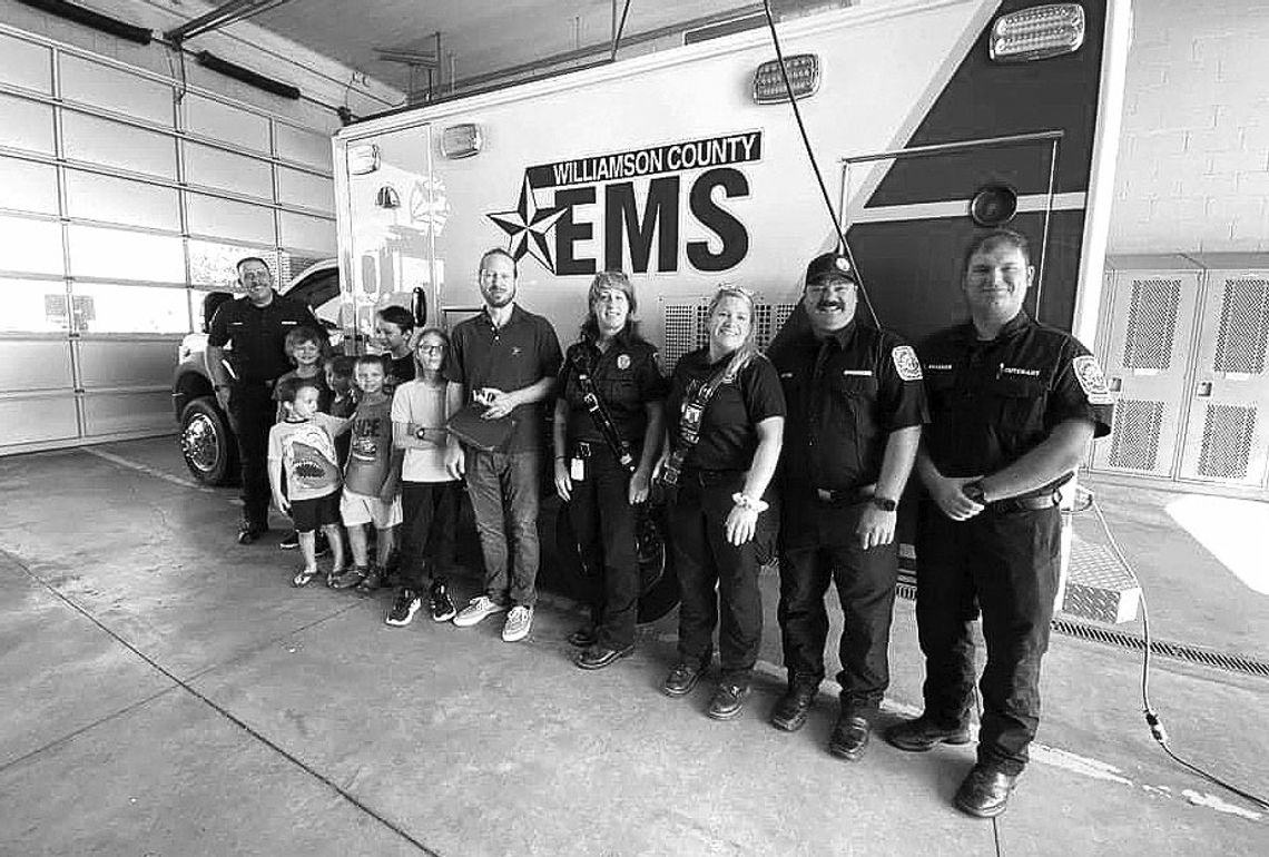 Members of Williamson County EMS thanked and recognized the children of Micheal Gates after they helped save their father’s life. Courtesy photos