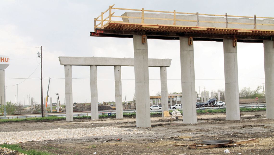 Construction has begun on a bridge crossing over 79 and the Union Pacific Railroad and is slated to be finished by Summer of 2025. Photo by Nicole Lessin