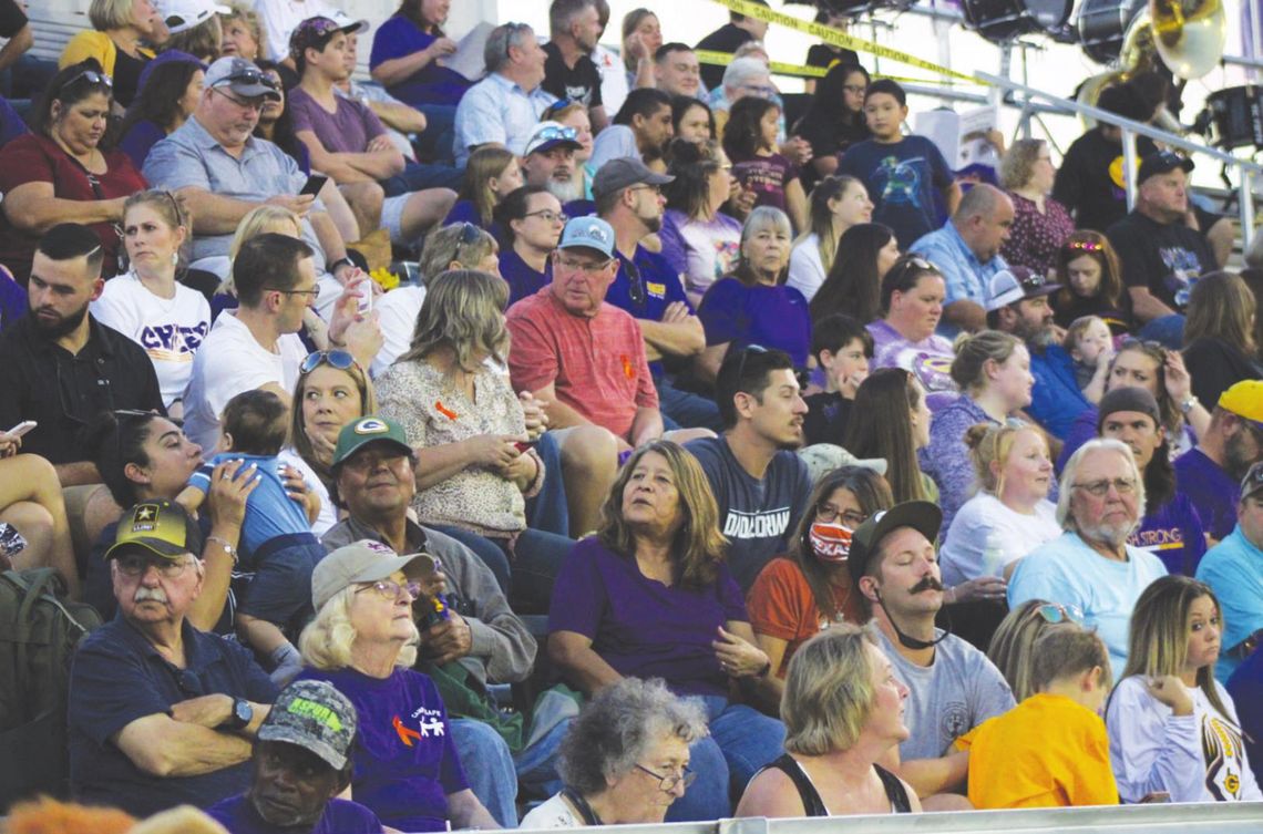 Granger ISD fans pack the football stadium during the homecoming game last fall. Fans could be in new stadium someday if a bond passes in May. Photos by Matt Hooks