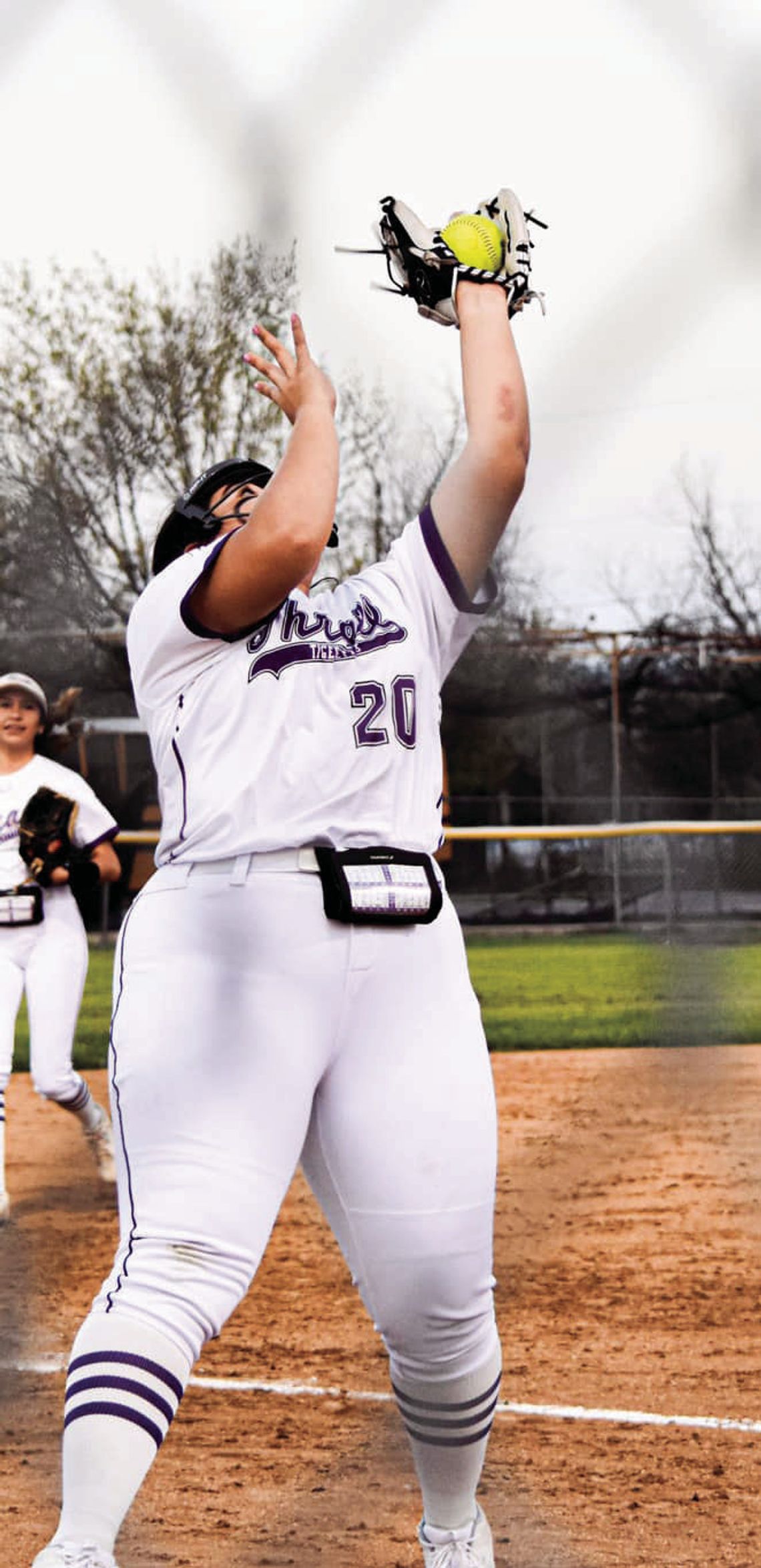 Tigerettes sophomore third baseman Bri Jarosek getting under a fly ball and securing an out for her team. Courtesy Photo