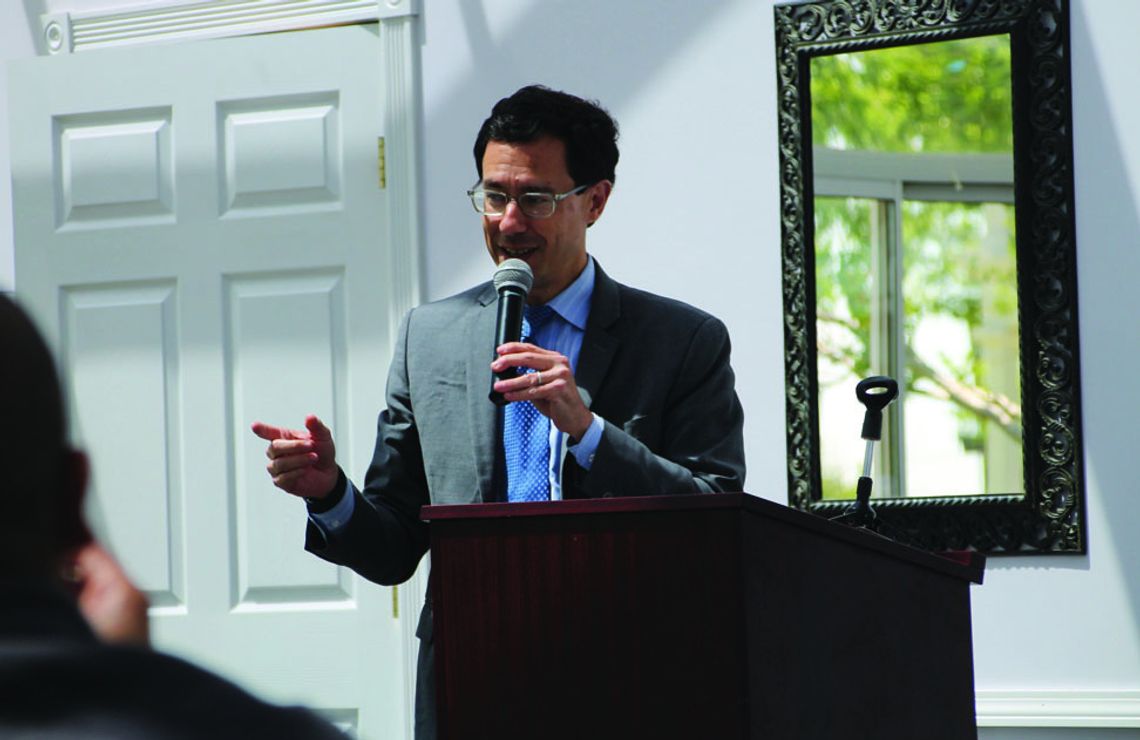 Glenn Hamer, CEO of the Texas Association of Business, delivers a legislative update to community leaders April 17 at the Taylor Mansion Estate &amp; Crystal Ballroom. Photo by Nicole Lessin