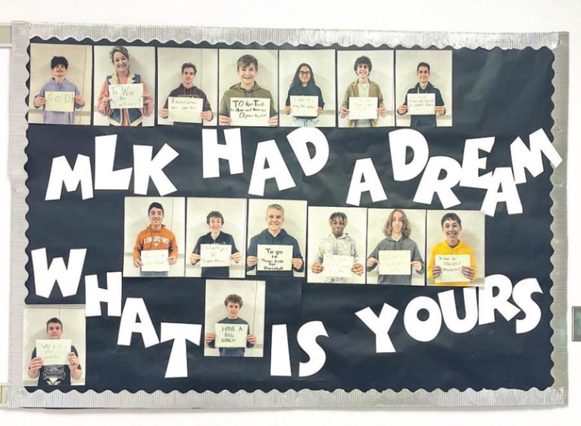 Martin Luther King Jr.’s “I Have a Dream” speech is illustrated in this poster at Thrall High School. Courtesy photos