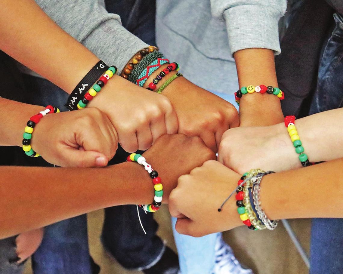 Students at Farley Middle School created unity bracelets to honor Black History Month. Photos courtesy of the Hutto ISD Facebook page