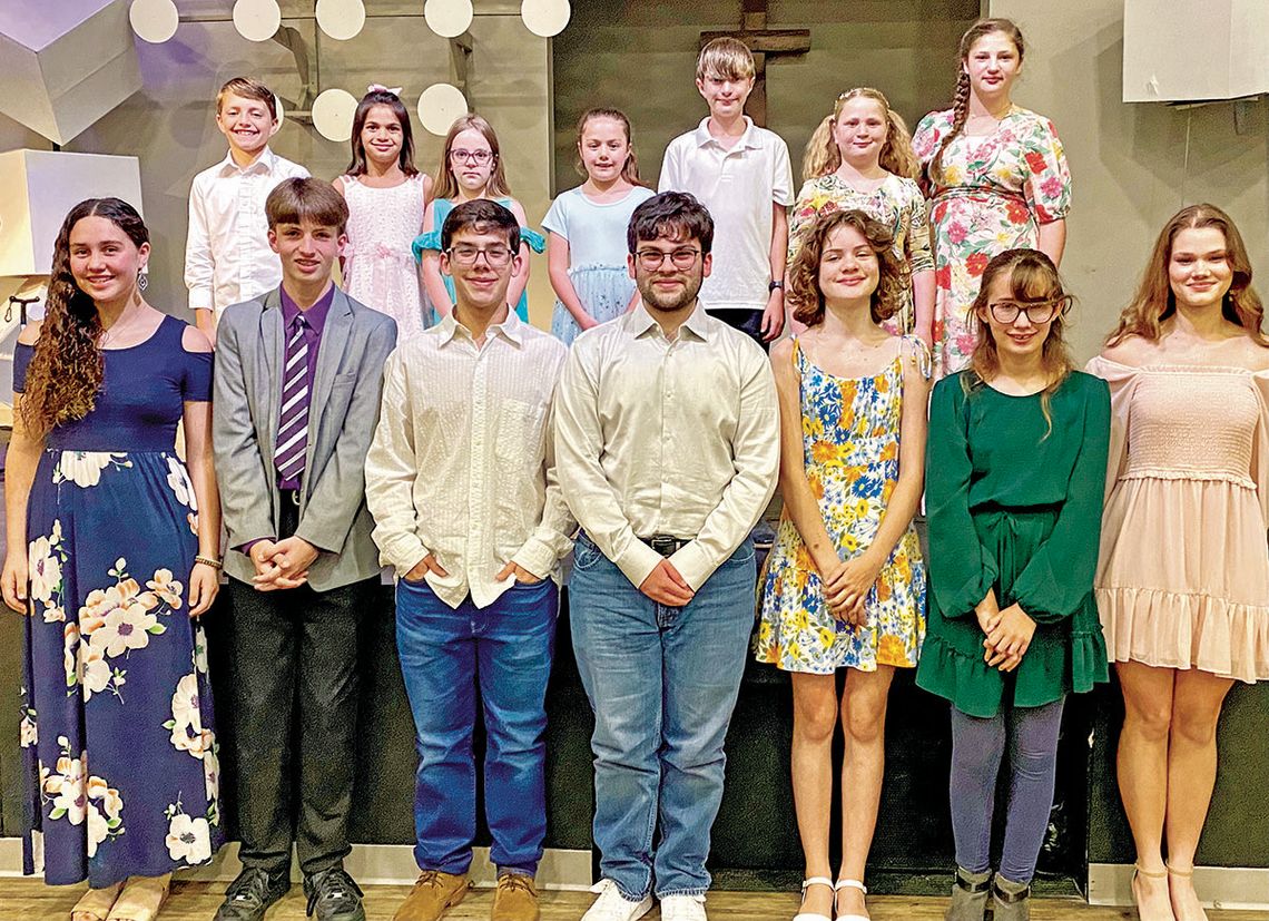 Students who participated in the 37th annual spring piano recital are (front row, from left) Demi Dahlberg, J.D. Morgan, Gray Talavera, Zane Talavera, Lera Rost, Juliette Havens and Grace Philhower. (Back row, from left) Luke Manuel, Allison Mahmood, Elsa Anderson, Fiona Dahlberg, Solomon...