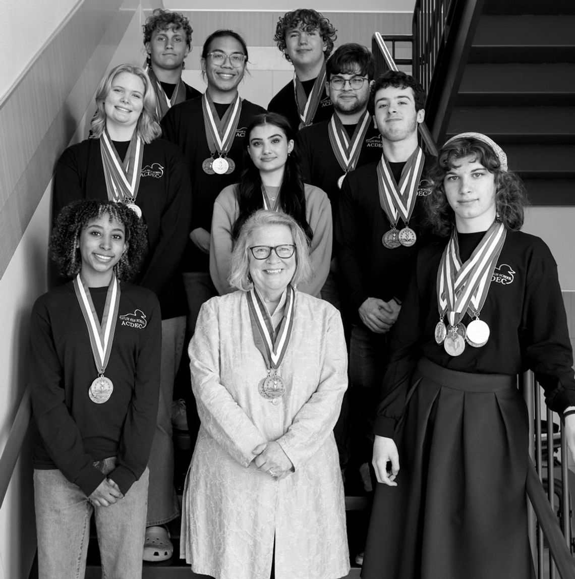 Taylor High School’s Academic Decathlon is heading to national competition after ranking third in Texas. Team members are Zane Talavera, Kenny Calvo, Jaden Rush, Anna McCulloch, Lluvia Allen-Correa, Sam Brown, Sami Pike-Hegar, Gabriella Howell, and Collin McGinnis. Photo by Tim Crow