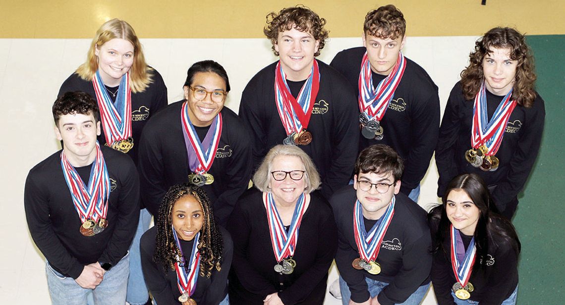 Taylor High School’s Academic Decathlon team returned from regional, state and national competitions this year with a large number of medals, scholarship money and a national ranking. Coach Vicki Rowe is shown with team scholars Zane Talavera, Kenny Calvo, Jaden Rush, Lluvia Allen-Correa,...