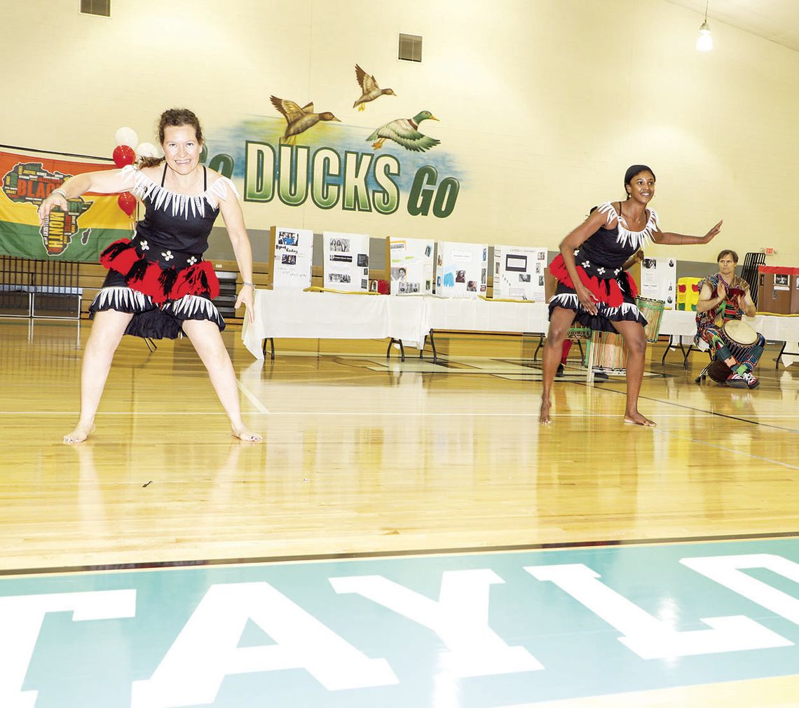 Dancers and drummers perform at the Taylor Middle School Black History Program.