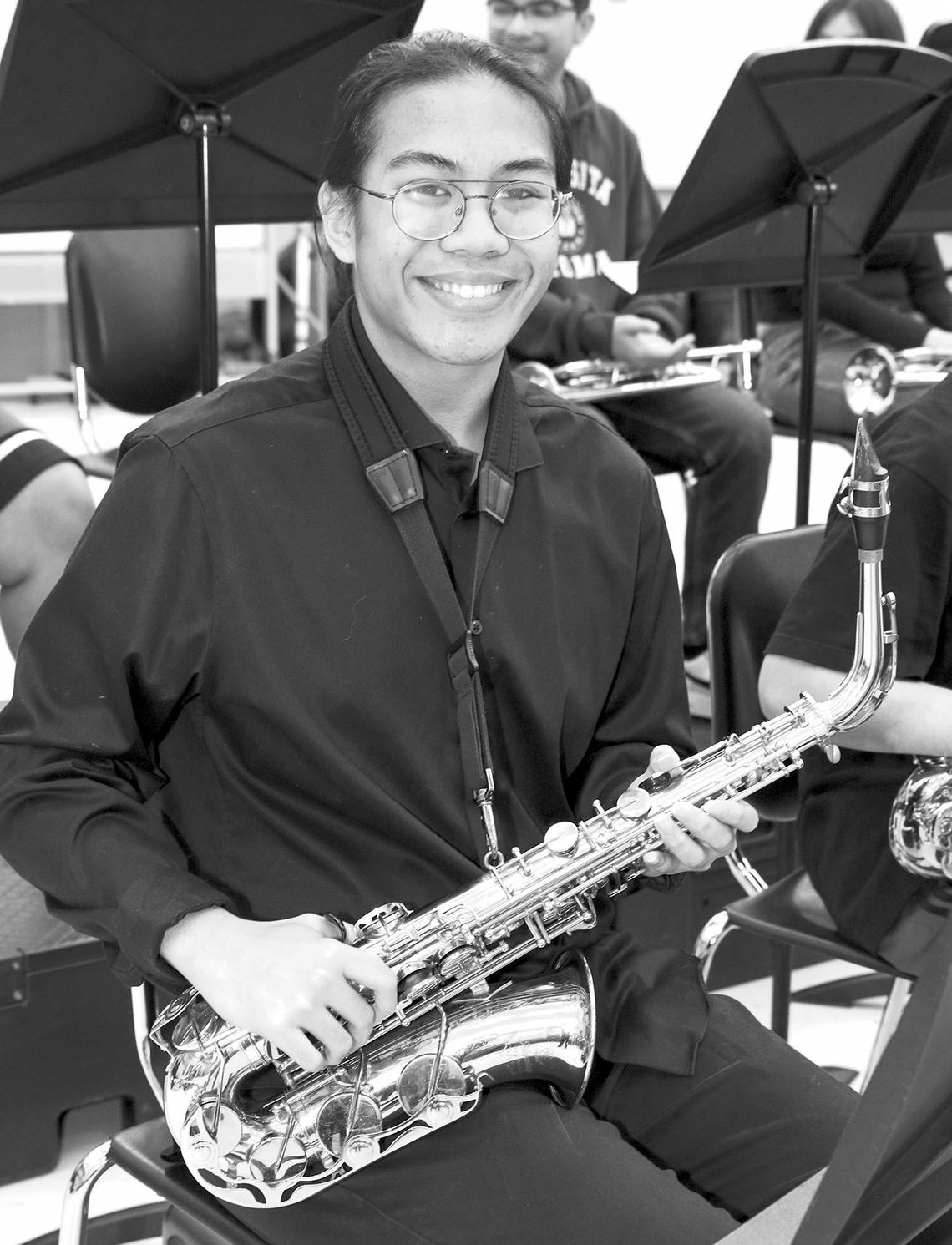 Kenny Calvo, Taylor High School saxophone player, has advanced to the 4A All-State Band. Photo by Tim Crow