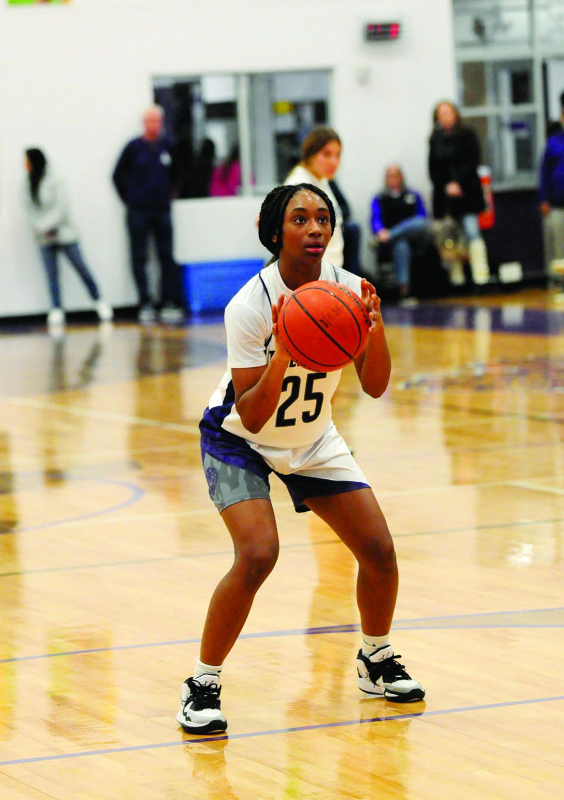 Tigerettes freshman Nevaeh Irvin shooting a free throw. Photo by Larry Pelchat