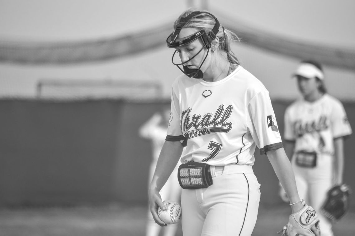 Cheyenne Rowland stepping into the batter’s box looking to extend her team’s lead.