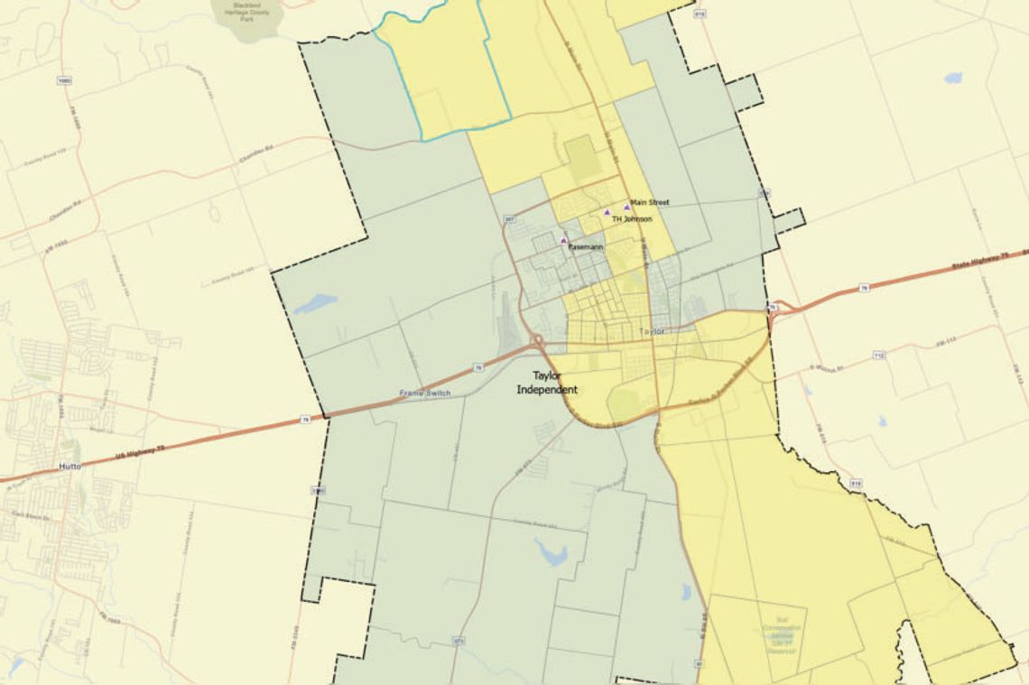 Proposed zones for Pasemann Elementary and Main Street Intermediate Schools to be implemented next fall. Courtesy Taylor Independent School District