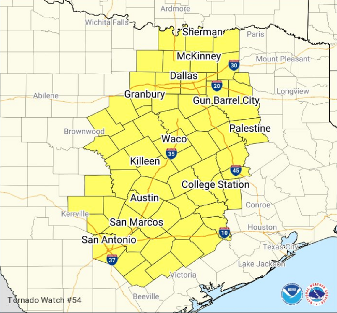 Williamson County is part of a tornado watch for Monday, March 21. Twitter / Austin/San AntonioNWS 