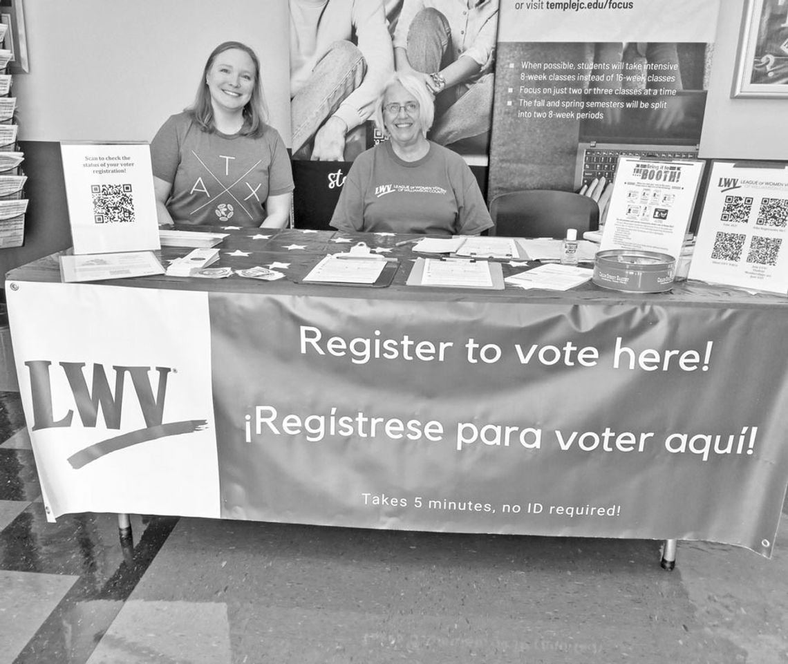 Volunteers staff a table for Voter Registration Day Sept. 20 at Temple College Courtesy photo