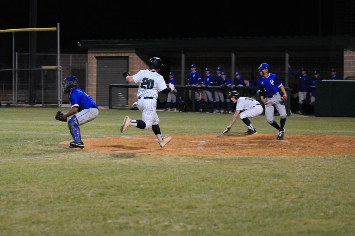 Cohen Tyree scores crosses home plate to put the Ducks ahead 2-0 early in the game against Copperas Cove. 