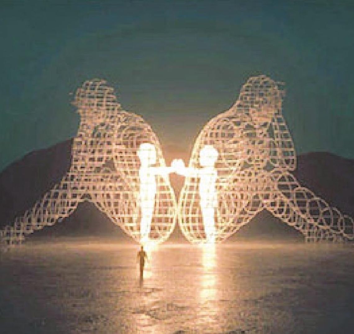 This art piece is called “Love” and was done by Ukrainian artist Alexander Milov at the Burning Man festival in Nevada in 2015. Courtesy photo