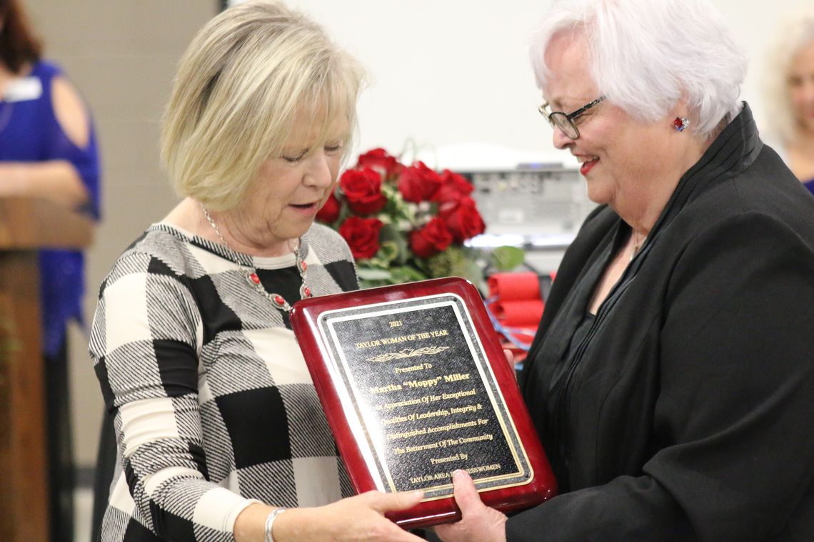 Moppy Miller (left) was named Outstanding Woman of the Year in 2022. She is the first person to be named Woman of the Year and Citizen of the Year at the same time. Photo by Jason Hennington