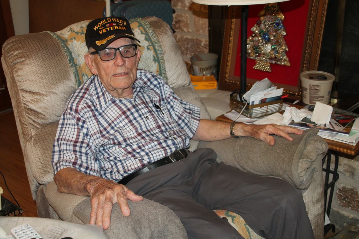 Veteran Archie Moczygemba sits at his Taylor home Sunday, Nov. 6.