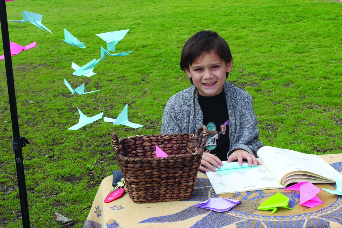 Wyatt Murray, 8, constructs origami shapes. Courtesy photos