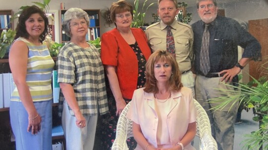 Maria Chavana is shown with the East Williamson County Cooperative (EWCC) team from the 1990s. From left are Chavana, Carolyn Ging, Jane Crow, Steve Kondrack and Walker Lake. Seated is EWCC then-director Kimberley Mason. Courtesy photo