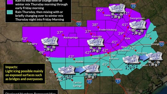 Here was the outlook from the National Weather Service Austin/San Antonio Office as of Tuesday, Jan. 18. Twitter / NWS Austin/San Antonio