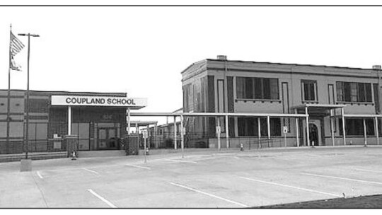 The Coupland Civic Organization will tour the school for their January meeting. The new building is on the left, and the renovated historic building is on the right. Photo by Susan Garry