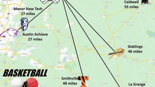 Basketball and volleyball district welcomes familiar competitions into the Ducks district. Graphic by Matthew Hooks / Map: Google Maps